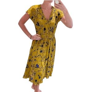 Anthropologie Porridge Yellow Floral Midi Dress